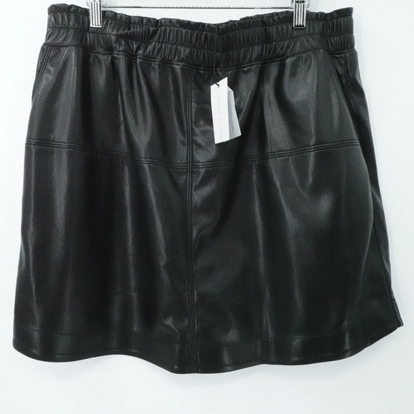 Melissa Nepton Mikia Mini Skirt Womens XL Black Faux Leather Casual Modern Edgy‎